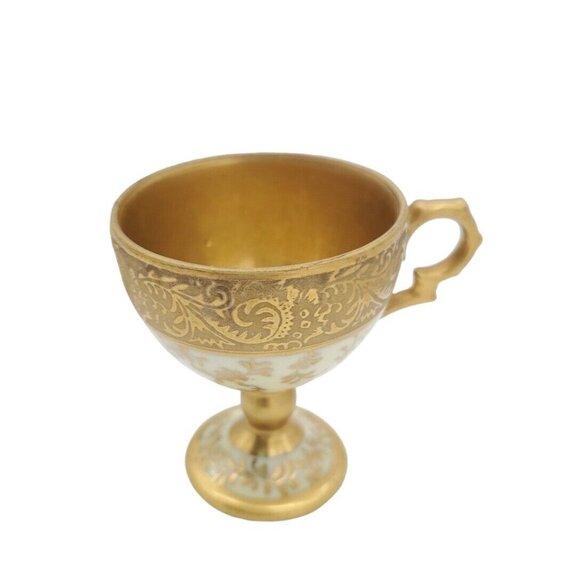 Vintage Original Arnart‎ Creation Japan Footed Tea Cup And Saucer Gold Ivory - Picture 4 of 9